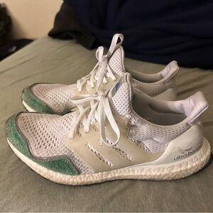Adidas Ultra Boost White and Green Running Shoes